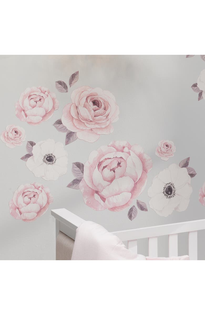 Lambs & Ivy Floral Garden Large Watercolor Flowers Wall Decals, Alternate, color, Pink