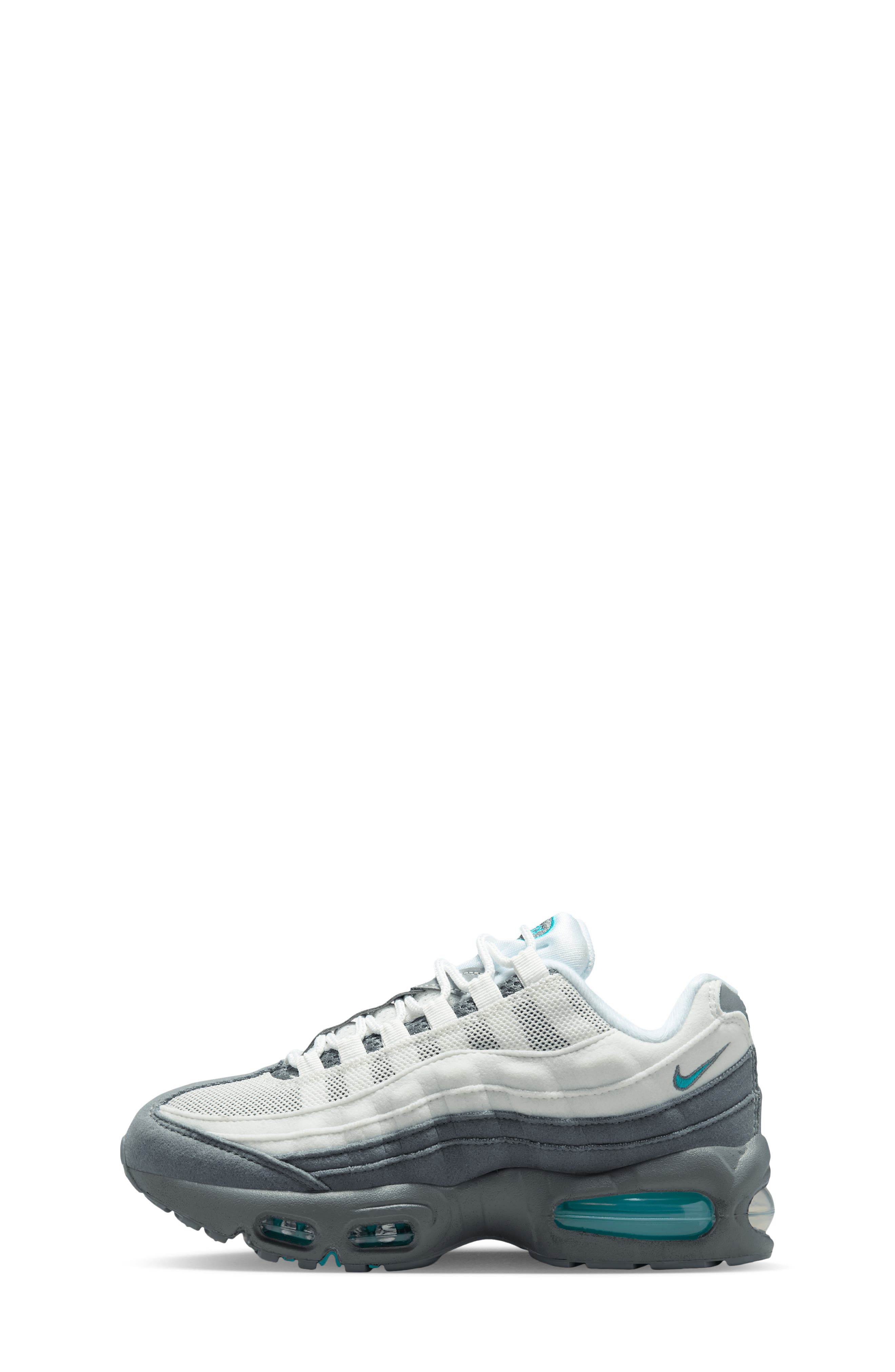 Kids' Air Max 95 Sneaker, Alternate, color, WHITE/GREY/SMOKE/CACTUS