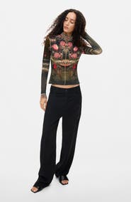 Desigual Floral Mock Neck Top