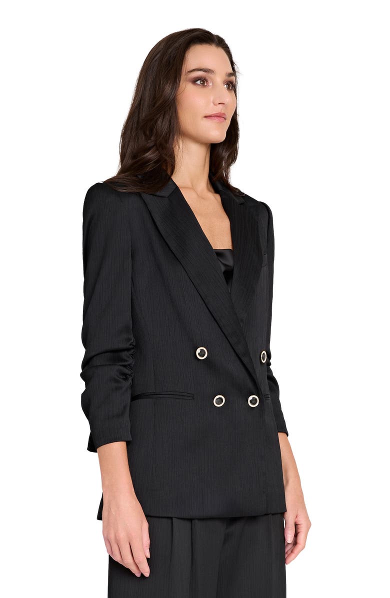 Tahari ASL Crinkled Satin Wide Leg Pants, Alternate, color, Black