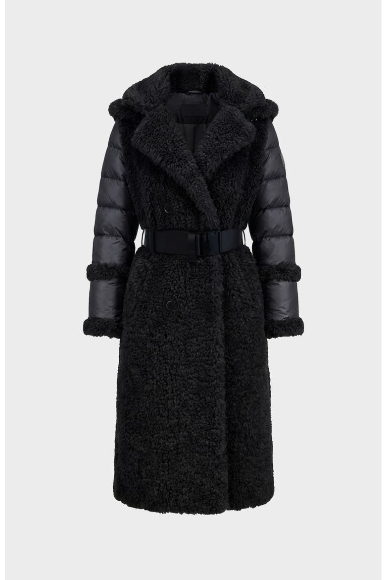 Noelle Faux Fur & Down Coat, Alternate, color, Black