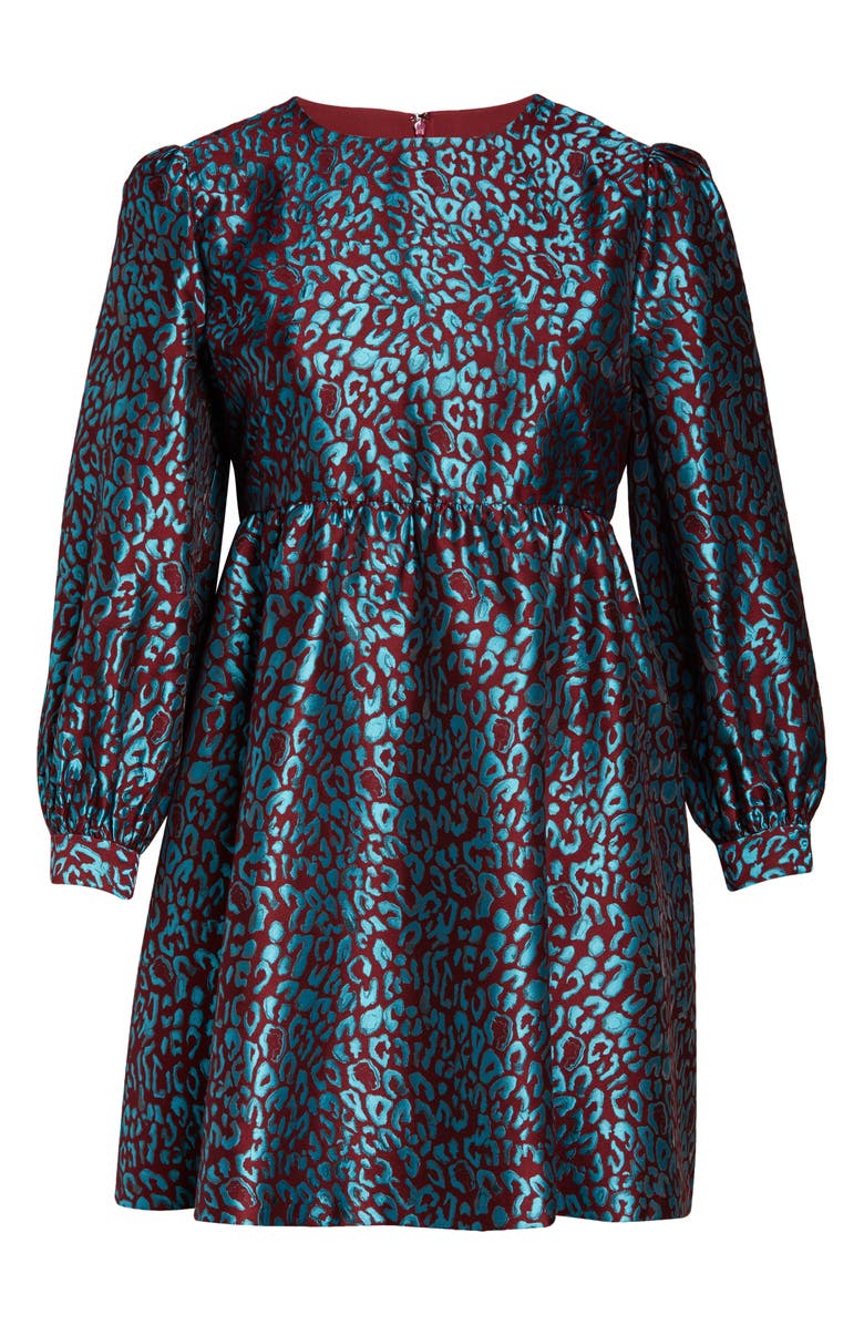 Halogen<sup>®</sup> x Atlantic-Pacific Leopard Jacquard Long Sleeve Dress, Alternate, color,