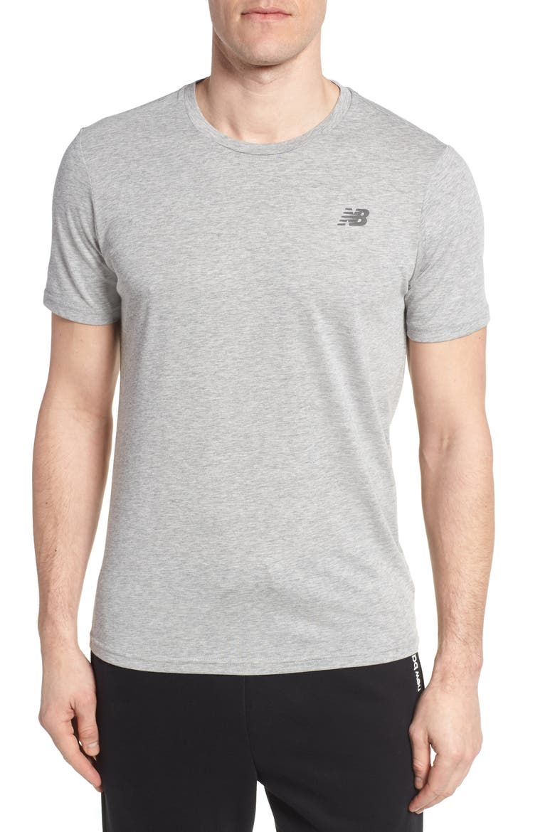 Heather Tech Crewneck T-Shirt, Main, color, ATHLETIC GREY