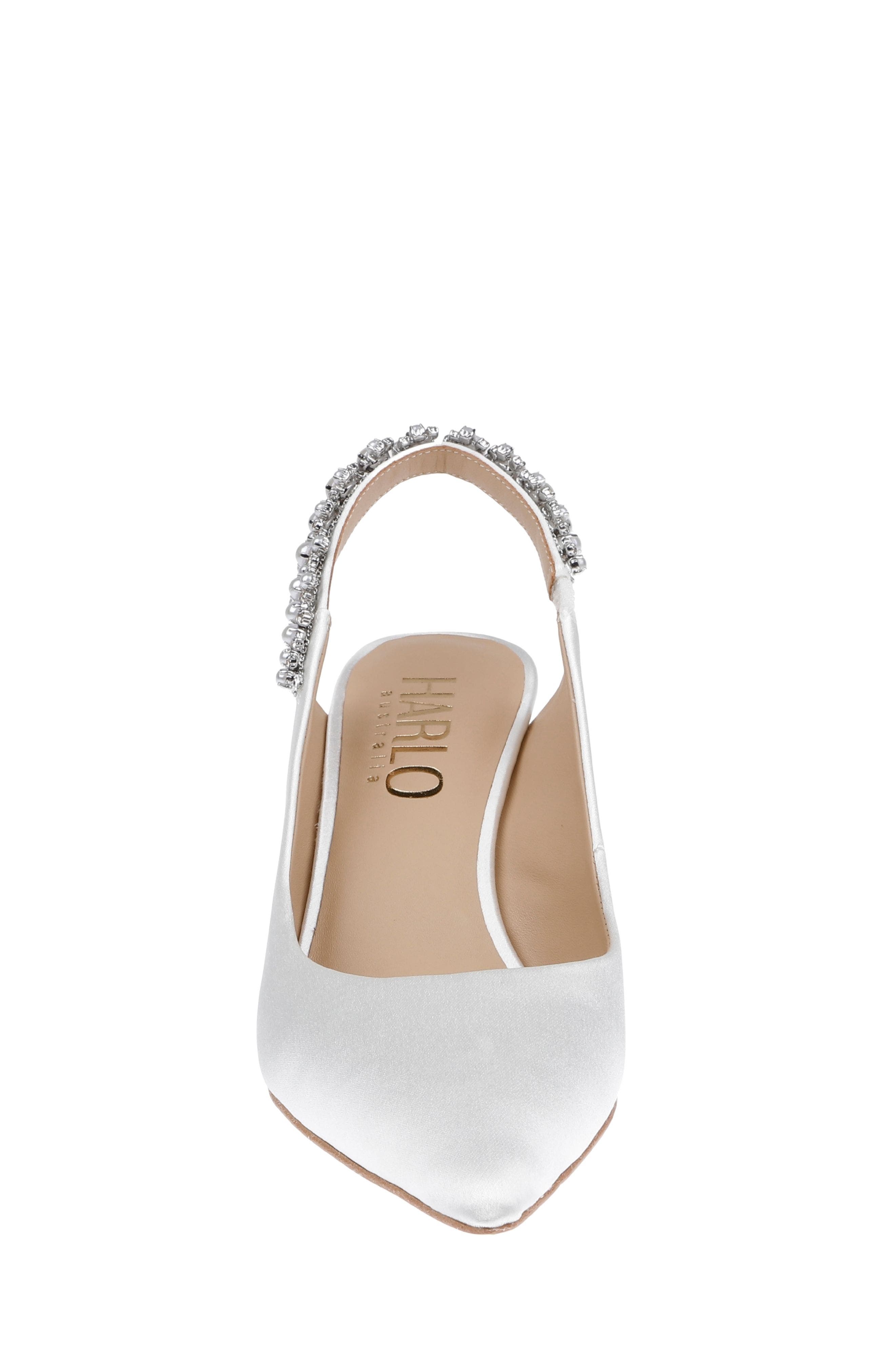 HARLO Australia Nina Pearl - Satin Bridal Slingback with Pearl Detail, Alternate, color, Soft White Satin
