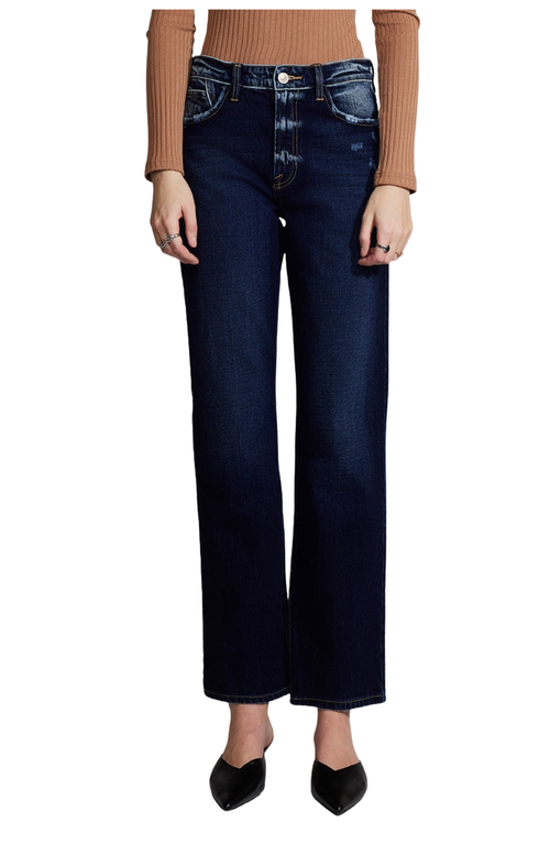 Kancan Premier Delores Premier High Rise Straight Jeans In Dark Wash