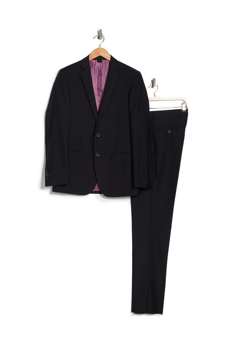 ZANETTI Nevy Blue Slim Fit Notch Lapel Two-Button Wool Suit, Alternate, color,