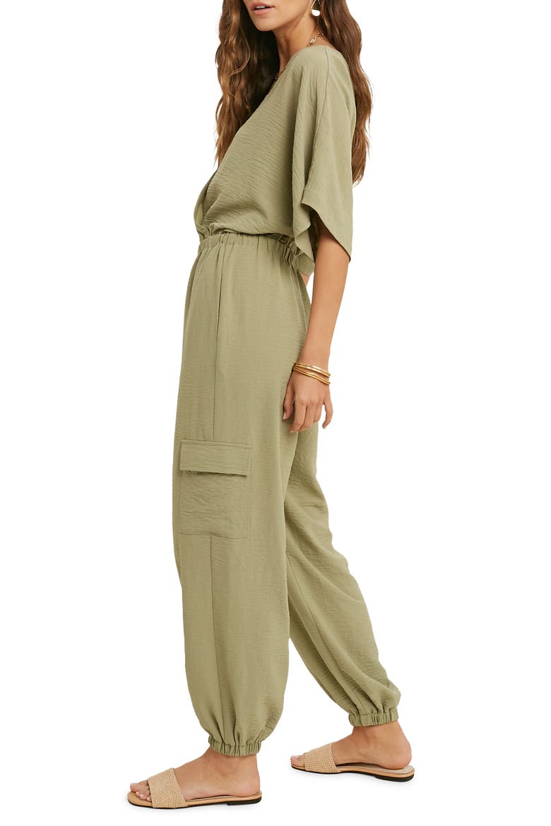 V-Neck Jumpsuit, Alternate, color, S OLIVE