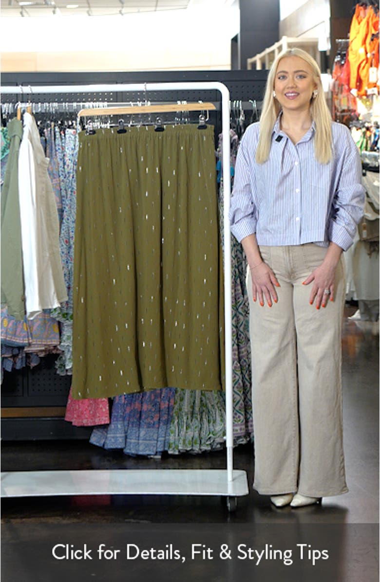 Metallic Accent Pull-On Midi Skirt, sales video thumbnail