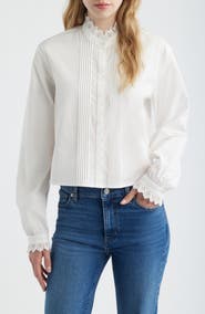 FRAME The Keepsake Lace & Pintuck Shirt