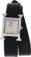 Pre-Owned Hermes Heure H Double Tour Quartz Watch Stainless Steel and Leather 21