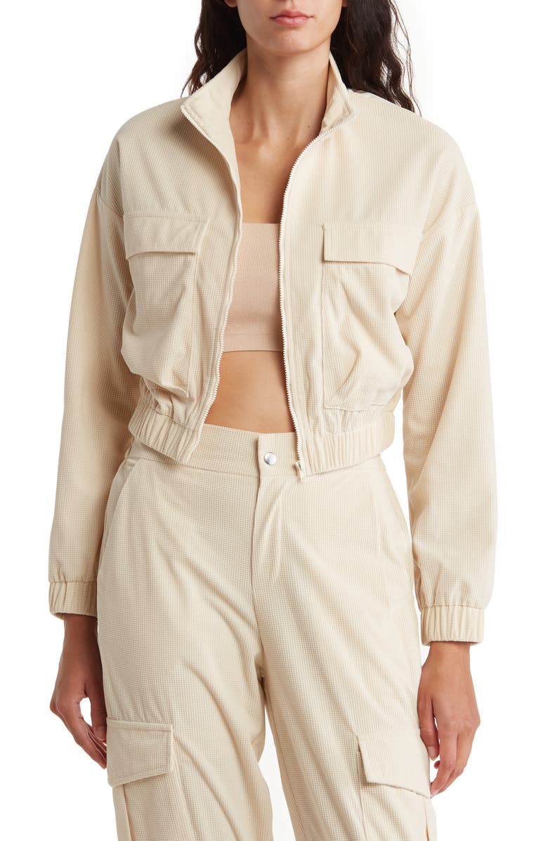 AREA STARS Waffle Knit Crop Jacket, Main, color,