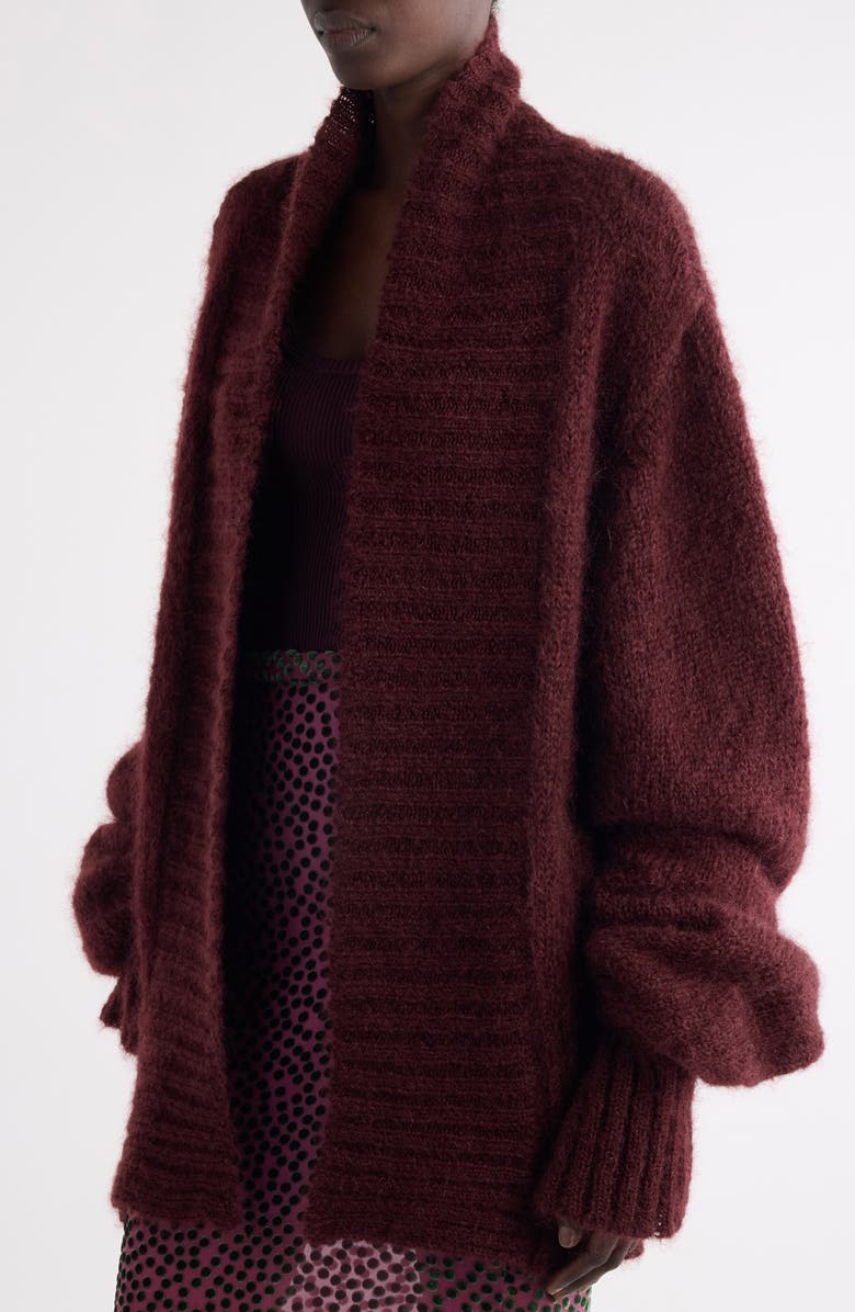 Dries Van Noten Temperance Oversize Cardigan, Alternate, color, Bordeaux