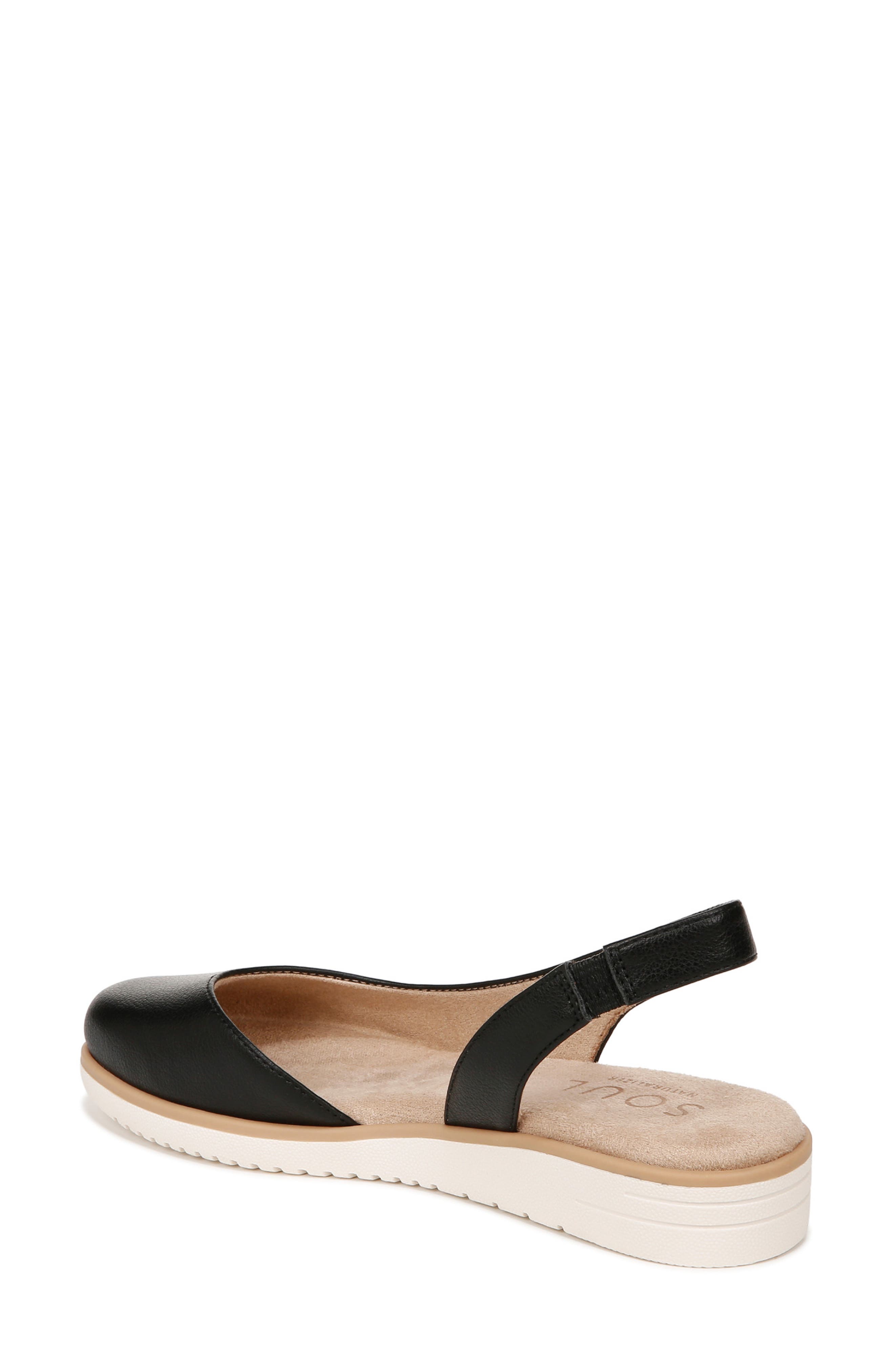 SOUL NATURALIZER Idea Slingback Flat - Wide Width Available, Alternate, color, Black Faux Leather