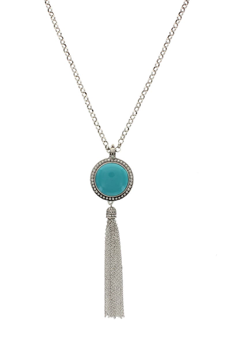 Corina Pendant Necklace, Main, color, BURNISHED SILVER / TURQUOISE