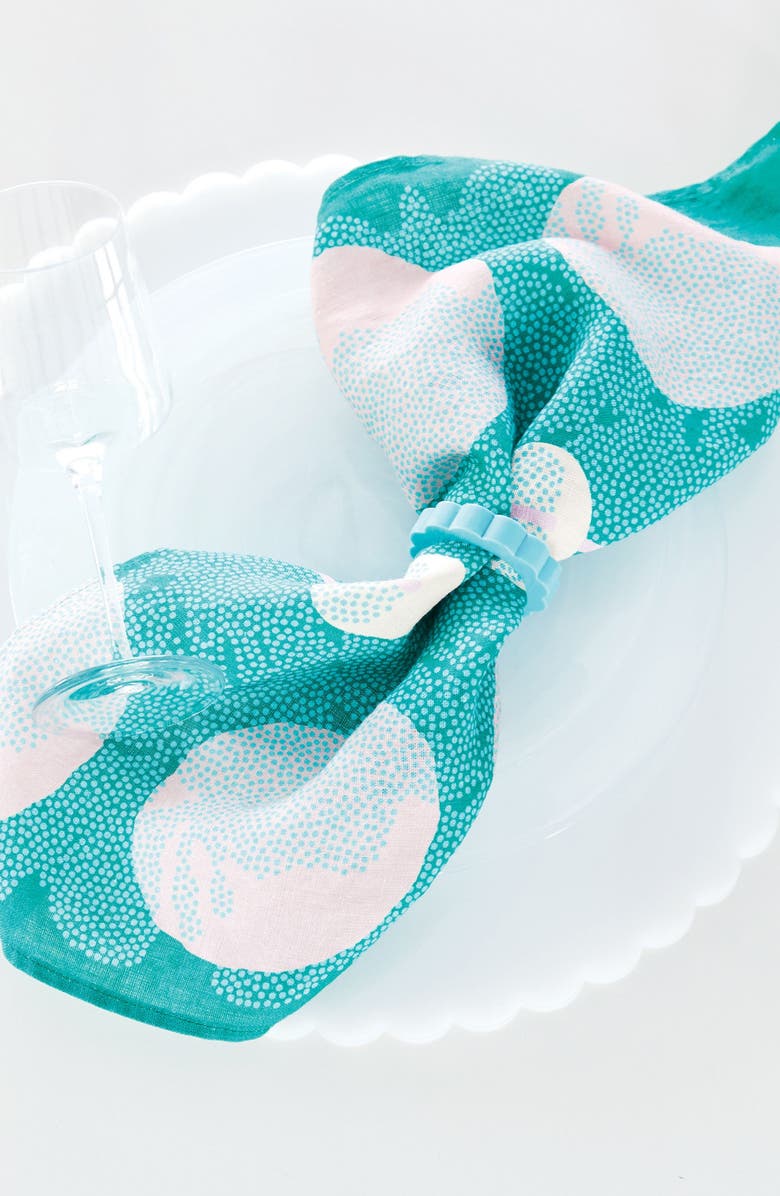 Mariposa Scallop Set of 4 Napkin Rings, Alternate, color, Teal