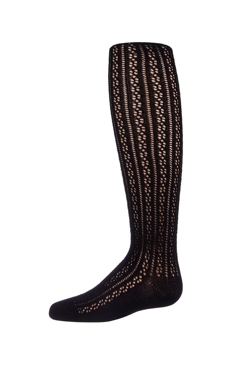 Pelerine Stitch Cotton Blend Tights, Main, color, Black