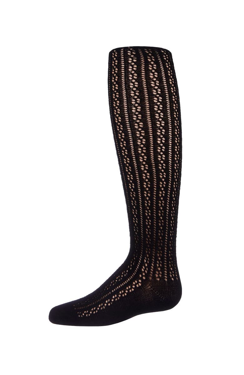 MeMoi Pelerine Stitch Cotton Blend Tights, Main, color, Black