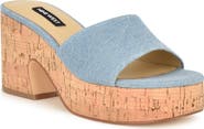 Nine West Boone Denim Platform Slide Sandal