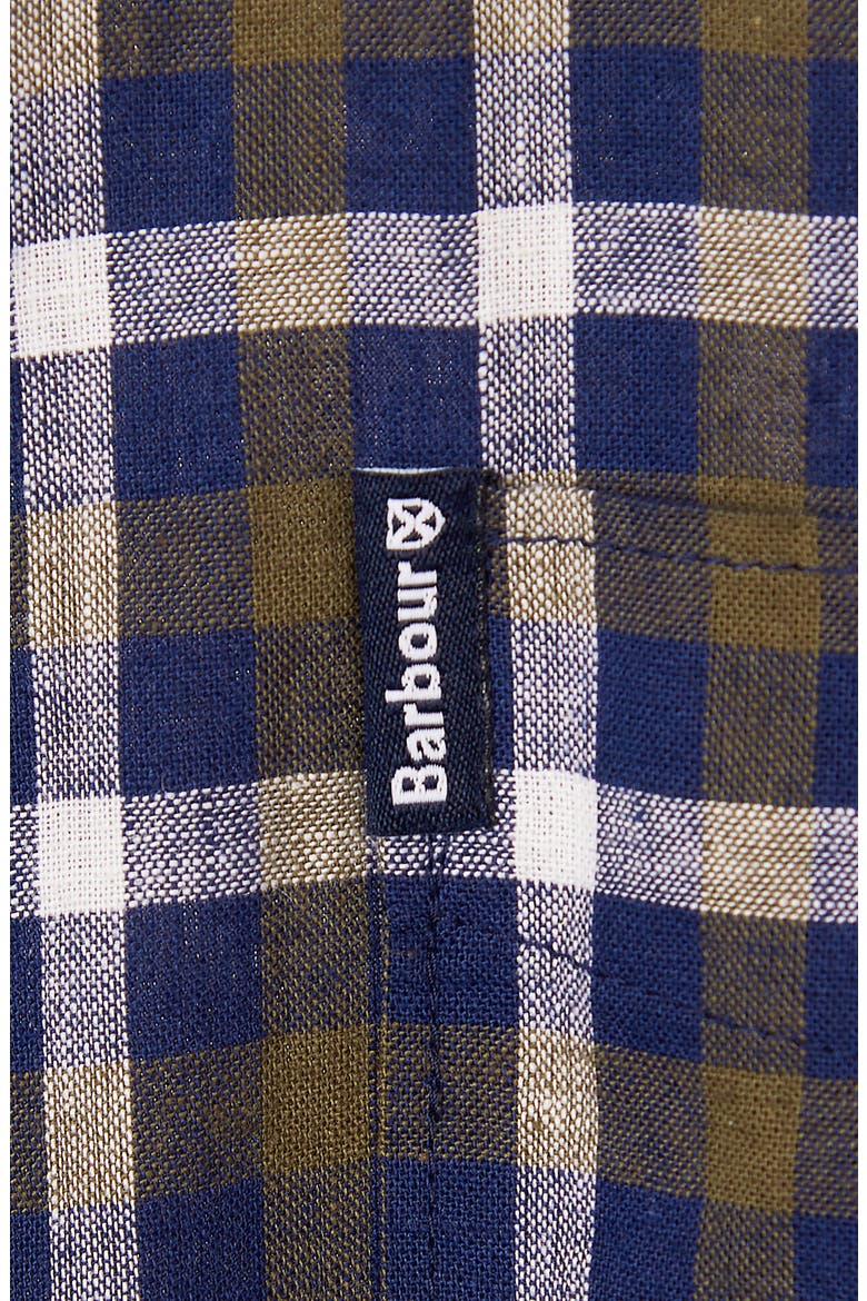 Check Linen & Cotton Button-Down Shirt, Alternate, color, INKY BLUE