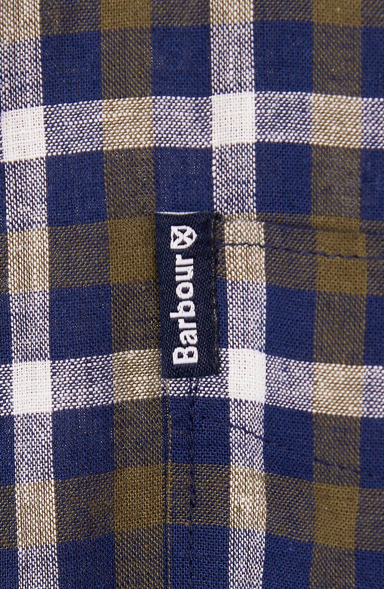 Barbour Check Linen & Cotton Button-Down Shirt, Alternate, color,