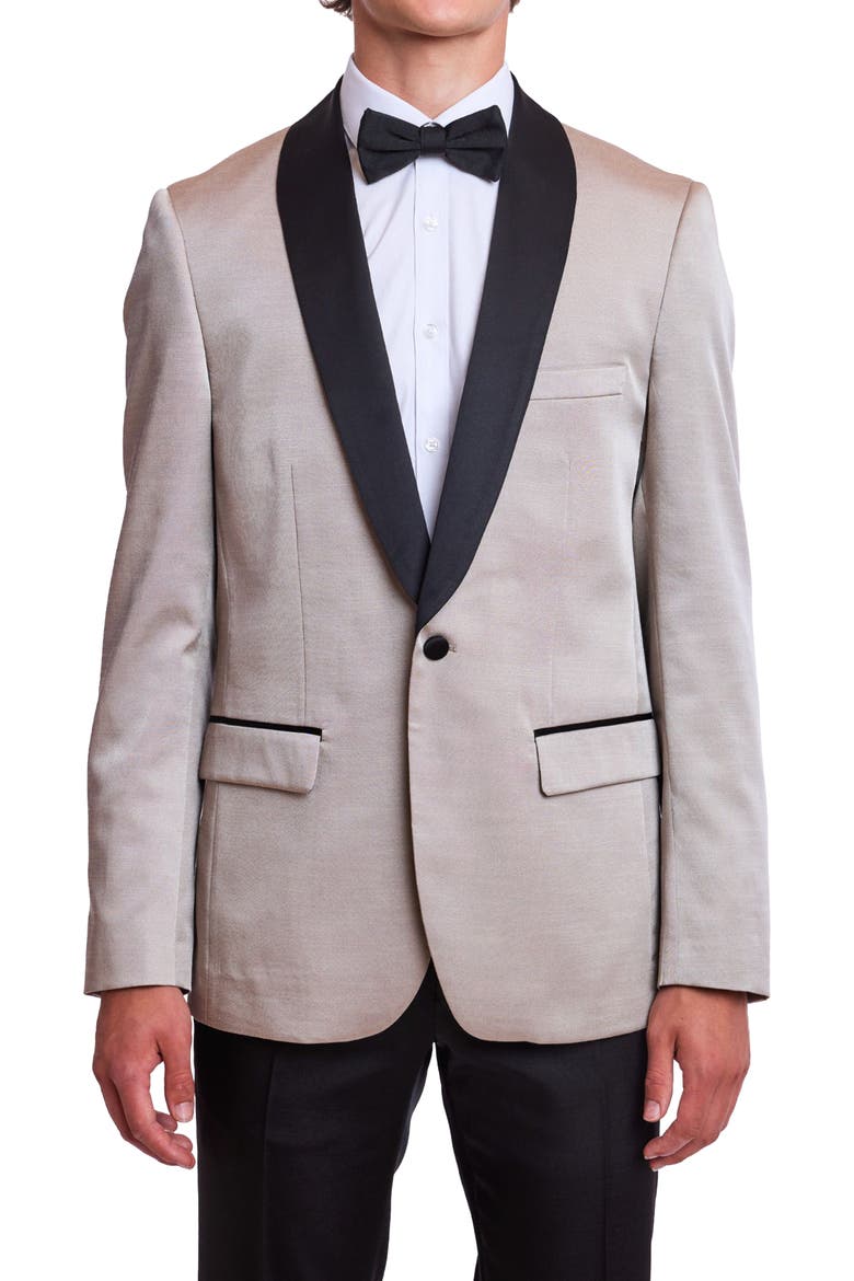 Regent Slim Fit Shawl Lapel Tuxedo Jacket, Main, color, SABLE BEIGE BLACK