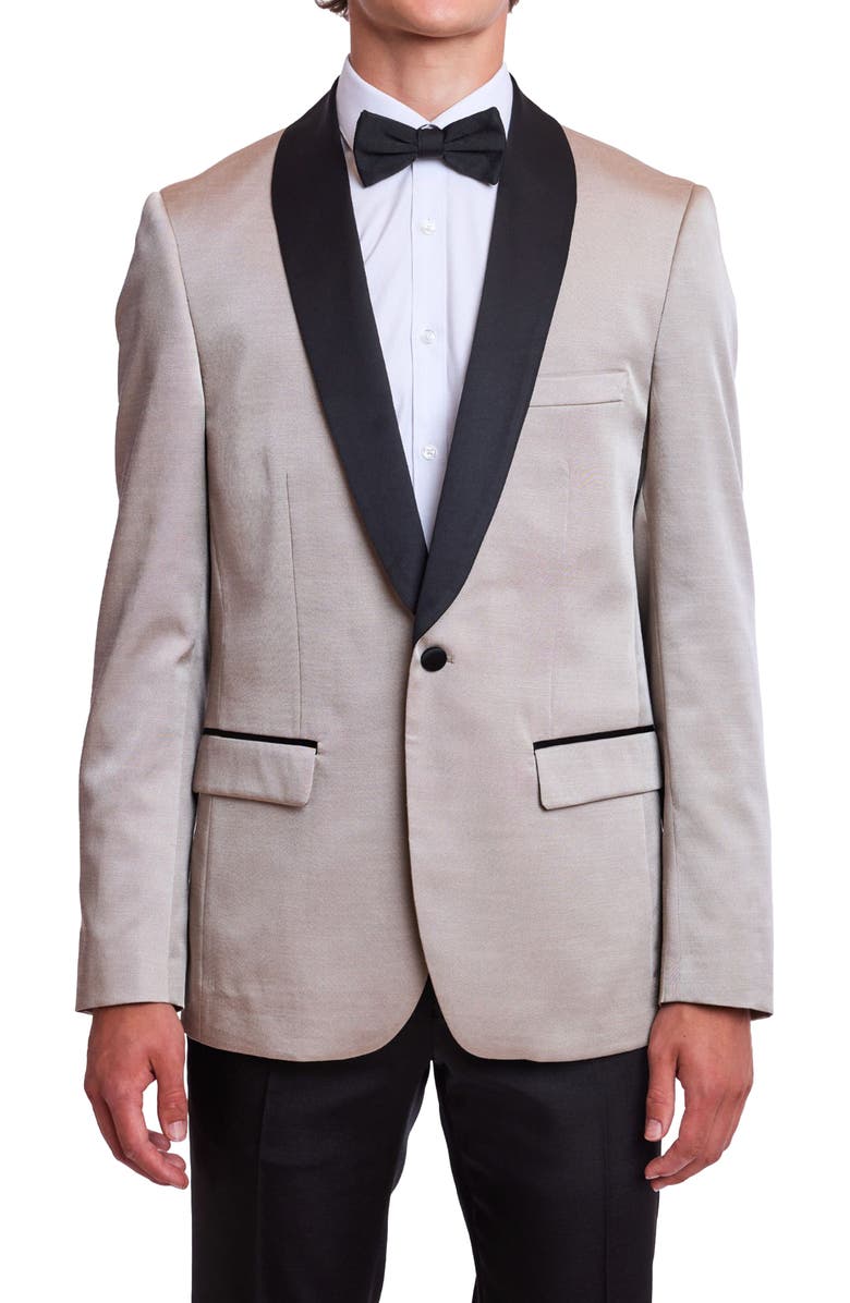 PAISLEY & GRAY Regent Slim Fit Shawl Lapel Tuxedo Jacket, Main, color, Sable Beige Black