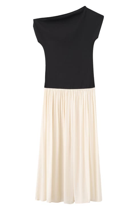 One-Shoulder Flared Maxi Dress