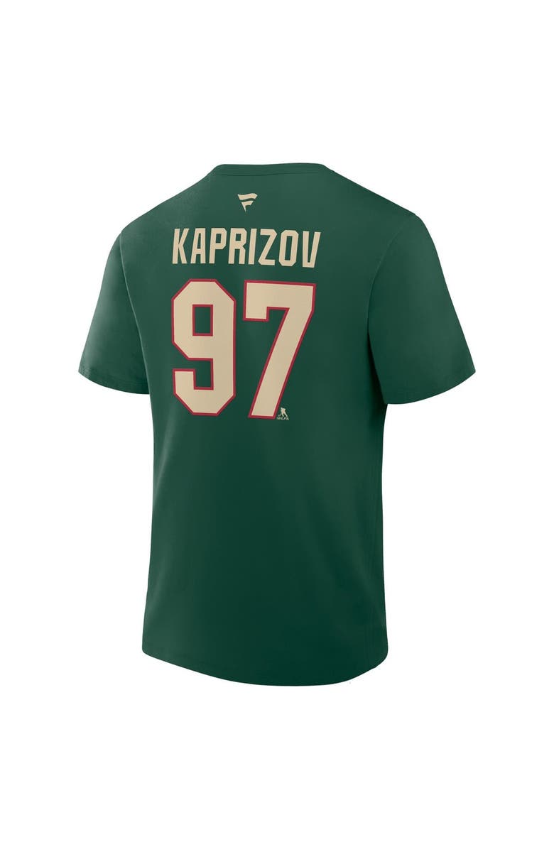 FANATICS Men's Fanatics Kirill Kaprizov Green Minnesota Wild Authentic Stack Name & Number T-Shirt, Alternate, color, Green