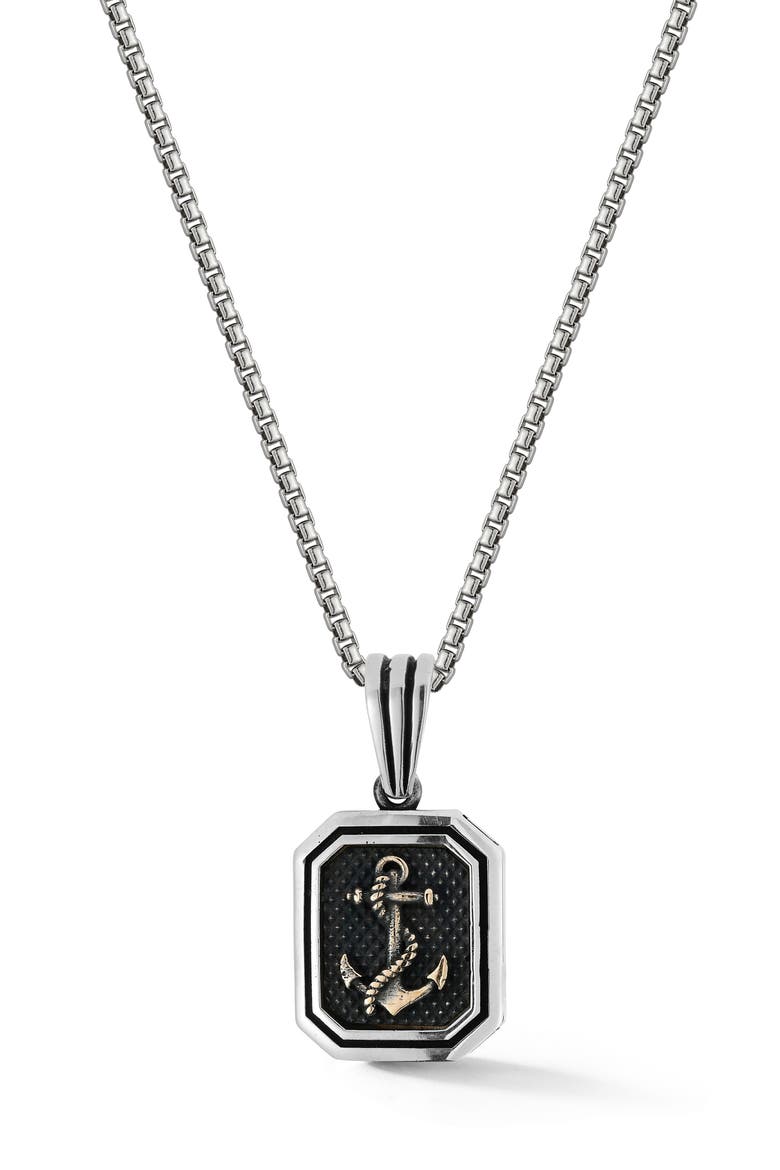 Men's Anchor Pendant Necklace, Main, color, SILVER