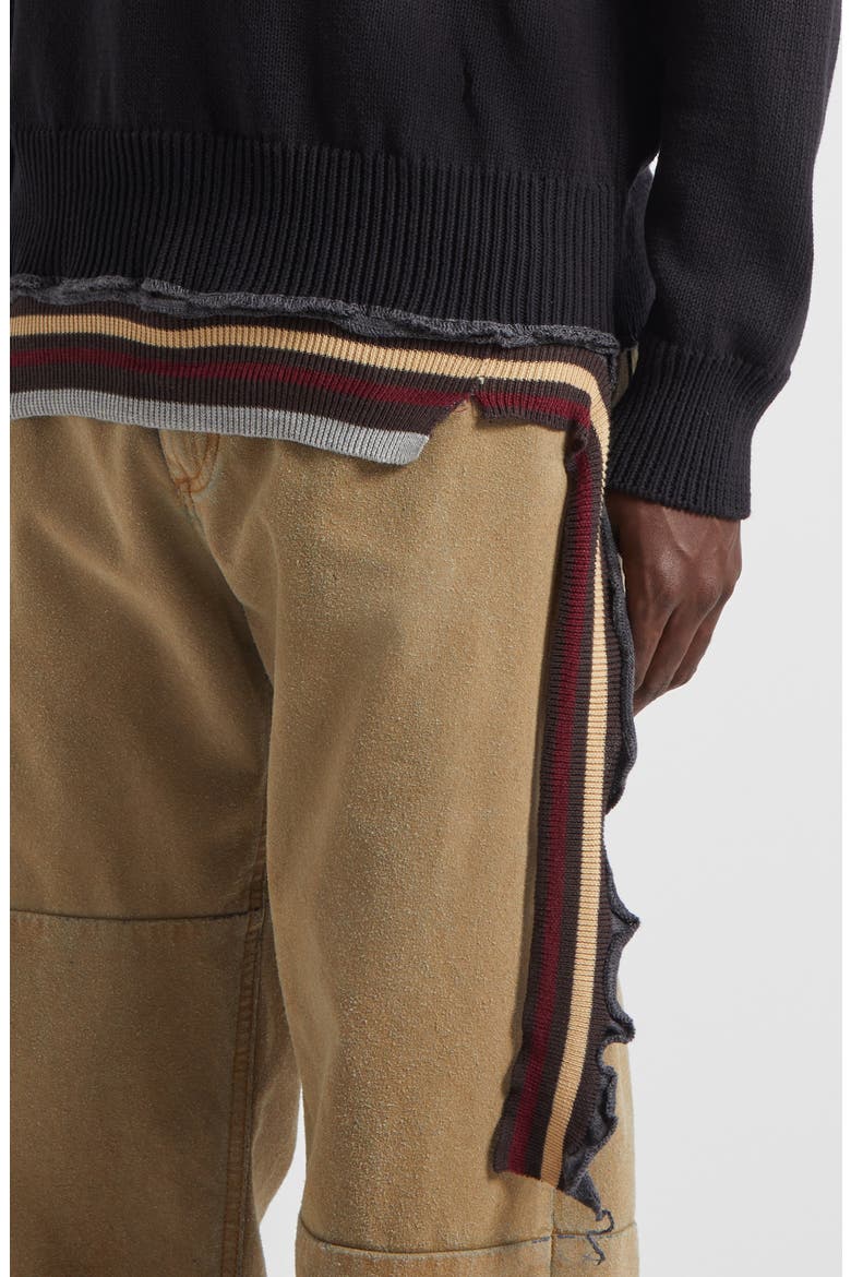 Distressed Crewneck Sweater, Alternate, color, BLACK-MULTICOLOR