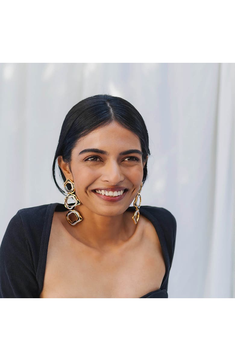 Dhwani Bhansal AQUA EARRINGS, Alternate, color, Gold Plated