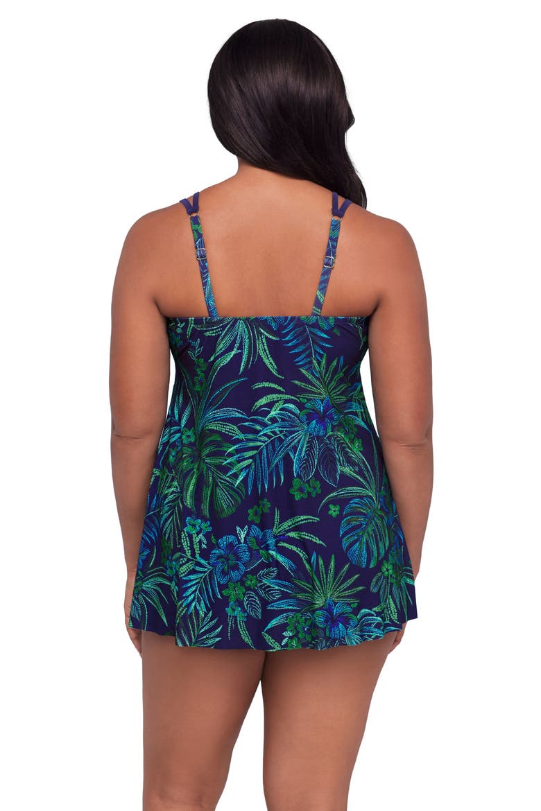 Tracey Adjustable Side-Tie Coverage Plus Size Swimdress, Alternate, color, Tropical Tessellation