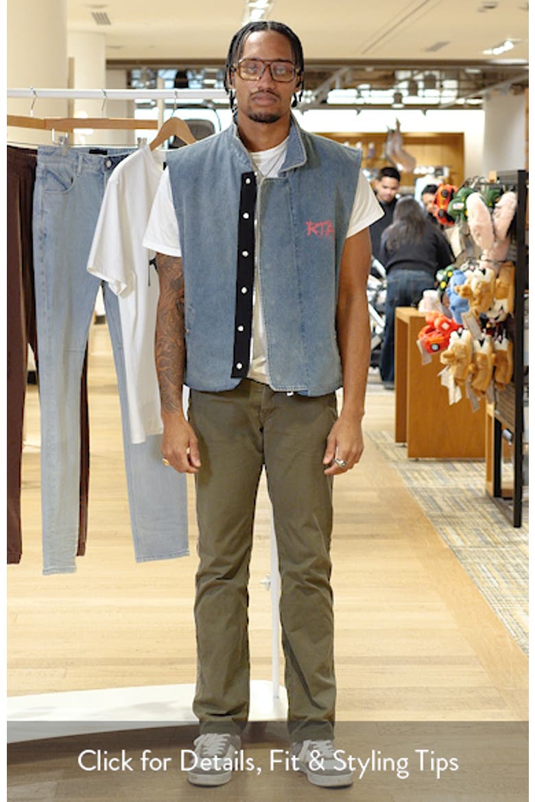 Cesar Graphic Graffiti Denim Vest with Quilted Lining (Men