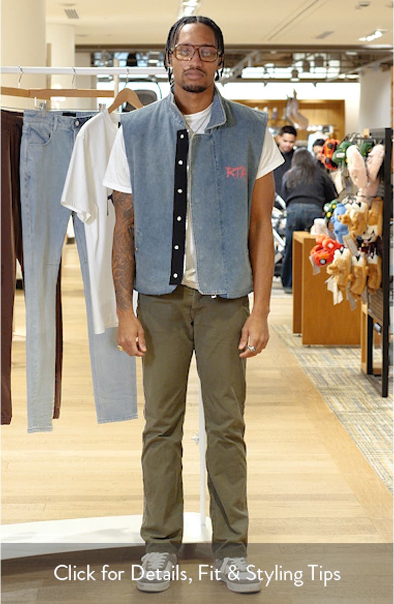 Cesar Graphic Graffiti Denim Vest with Quilted Lining, sales video thumbnail