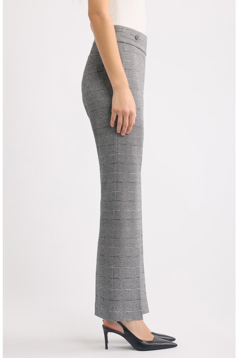 Glen Plaid Pull On Side Tab Wide Leg Trousers, Alternate, color, ANNE BLACK/ WHITE DOVE