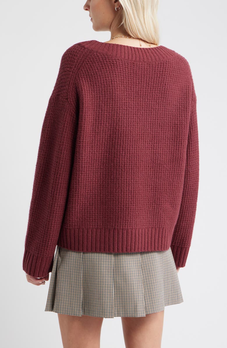 BP. V-Neck Thermal Sweater, Alternate, color, Burgundy Tannin
