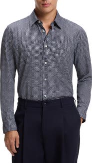 BOSS Roan Geometric Print Button Up Shirt