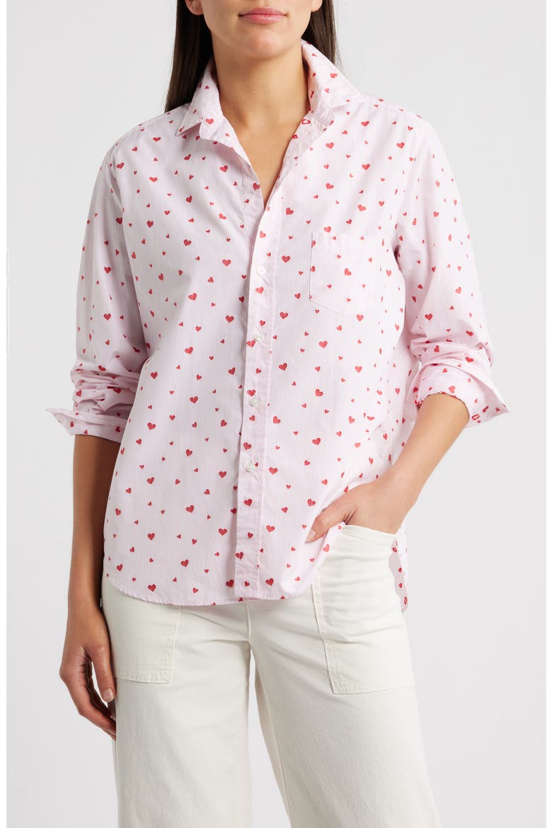 Eileen Relaxed Button-Up Shirt, Main, color, PINK STRIPE HEARTS