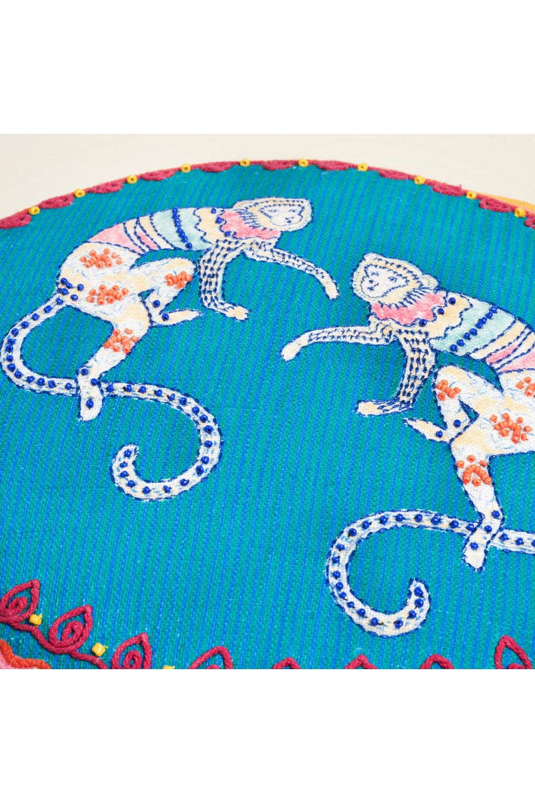 Ghuni Embroidered 100% Cotton Cushion 15.5" Home Accent, Alternate, color, Blue