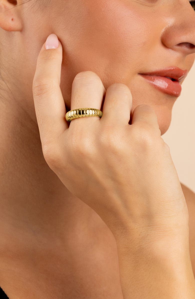 Sterling Forever Gro Stacked Ridge Band Ring, Alternate, color, Gold