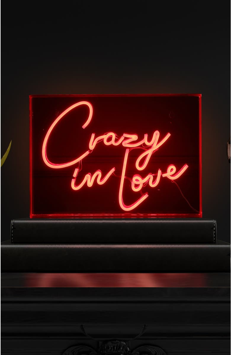 JONATHAN Y 10" Contemporary Glam Acrylic Box USB Operated LED Neon Light, Alternate, color, Red
