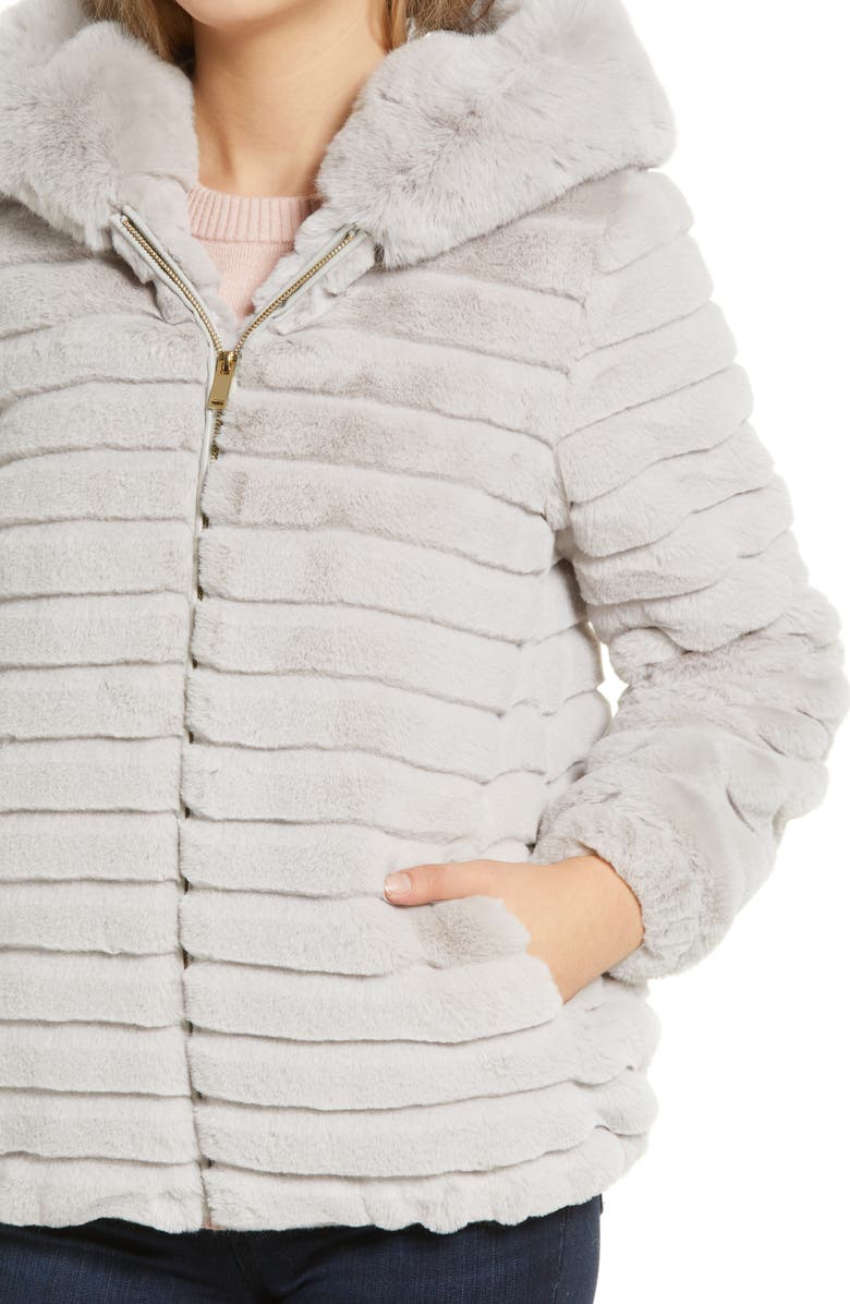 Gallery Hooded Faux Fur Jacket, Alternate, color, Grey