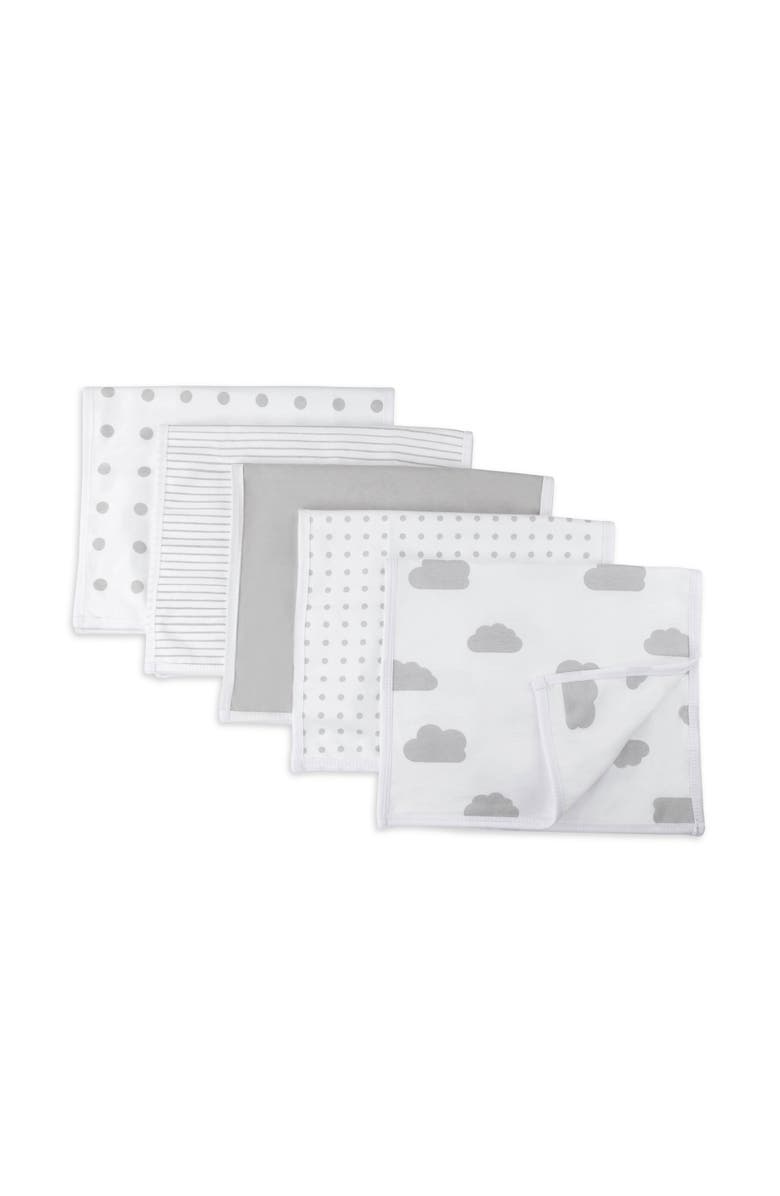 Ely's & Co. Waterproof Reversible Baby Burp Cloths 5 Piece Set, Main, color, Grey Combo