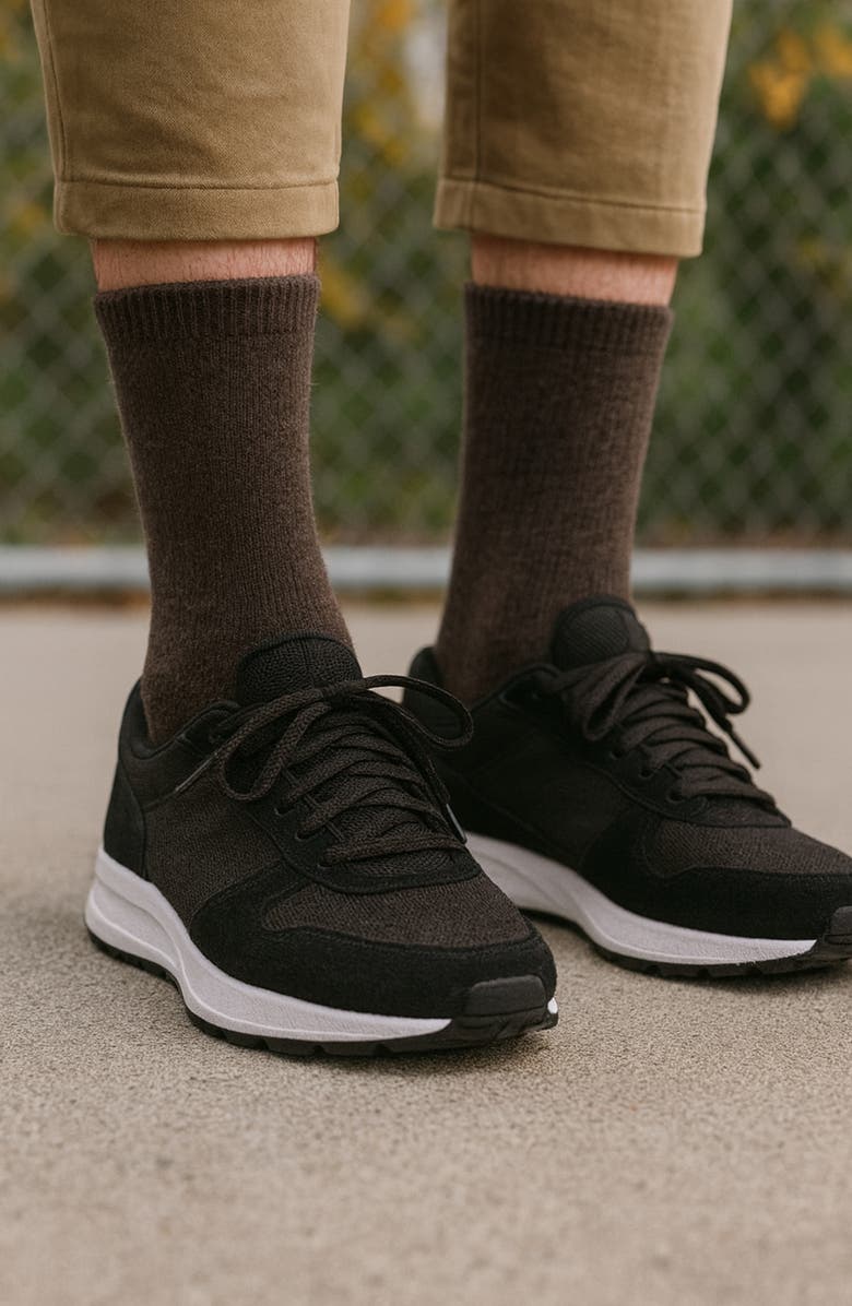 United By Blue Cushioned Wool & Yak Blend Crew Socks, Alternate, color, Sepia Heather