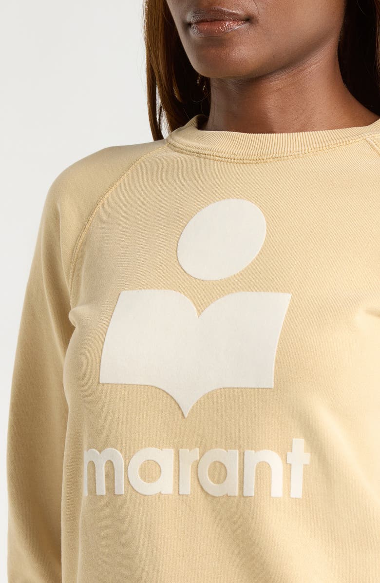 Isabel Marant Étoile Millyny Flocked Logo Fleece Sweatshirt, Alternate, color, Light Ochre