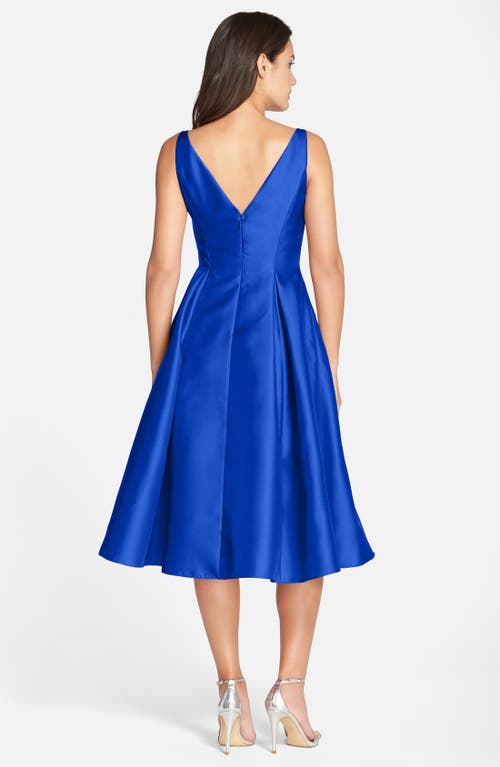 Adrianna Papell Sleeveless Mikado Fit & Flare Midi Dress In Blue