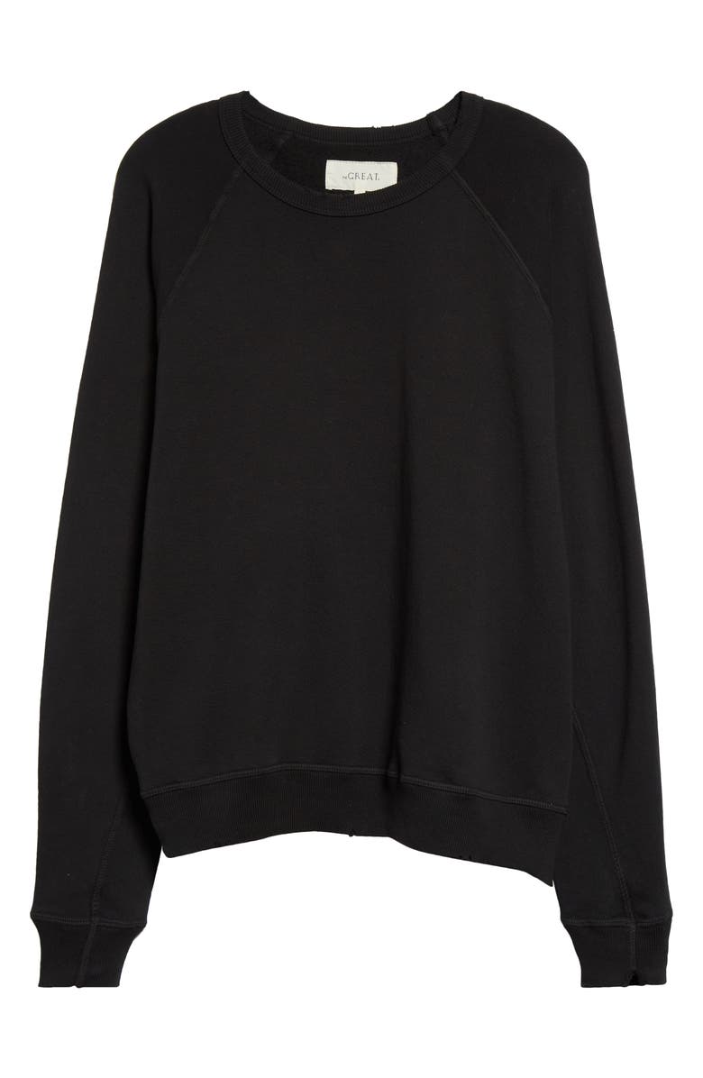 THE GREAT. College French Terry Sweatshirt, Alternate, color, Almost Black