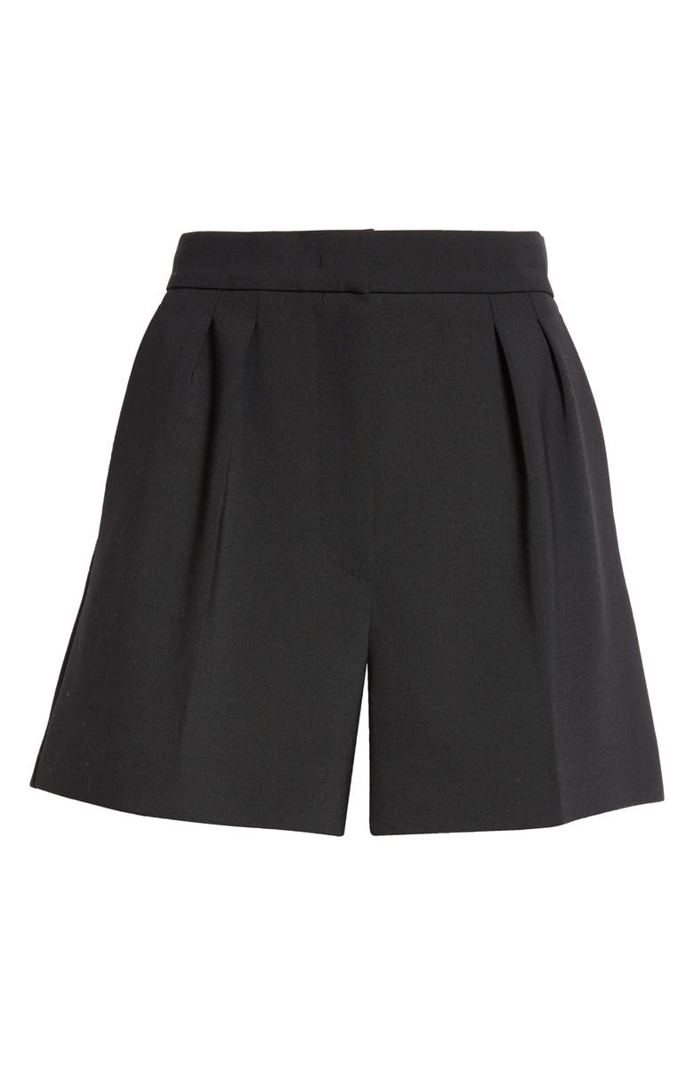 Max Mara Zic Pleated Stretch Virgin Wool Shorts, Alternate, color,