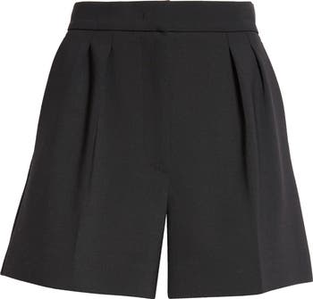 Max Mara Zic Pleated Stretch Virgin Wool Shorts | Nordstrom
