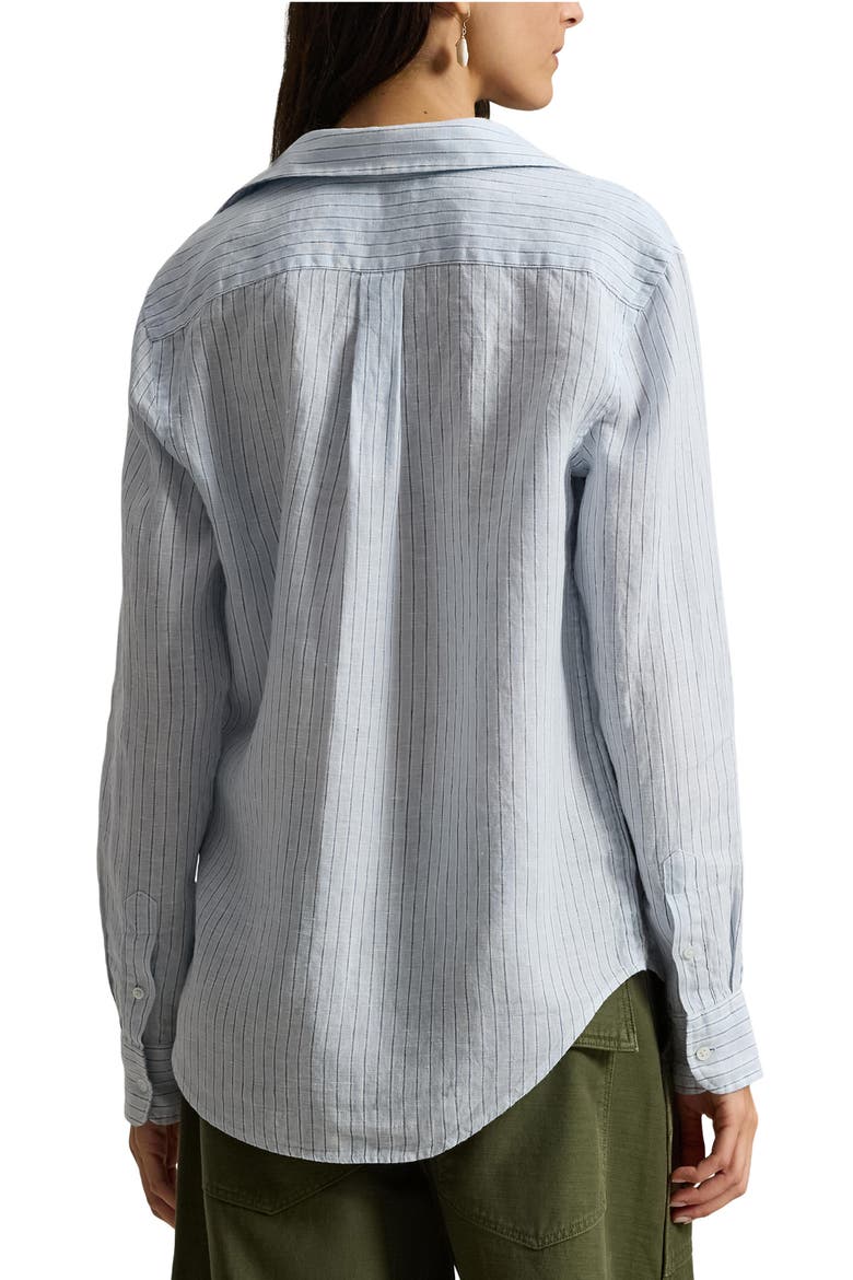 Classic Fit Stripe Linen Button-Up Shirt, Alternate, color, LIGHT BLUE WHITE